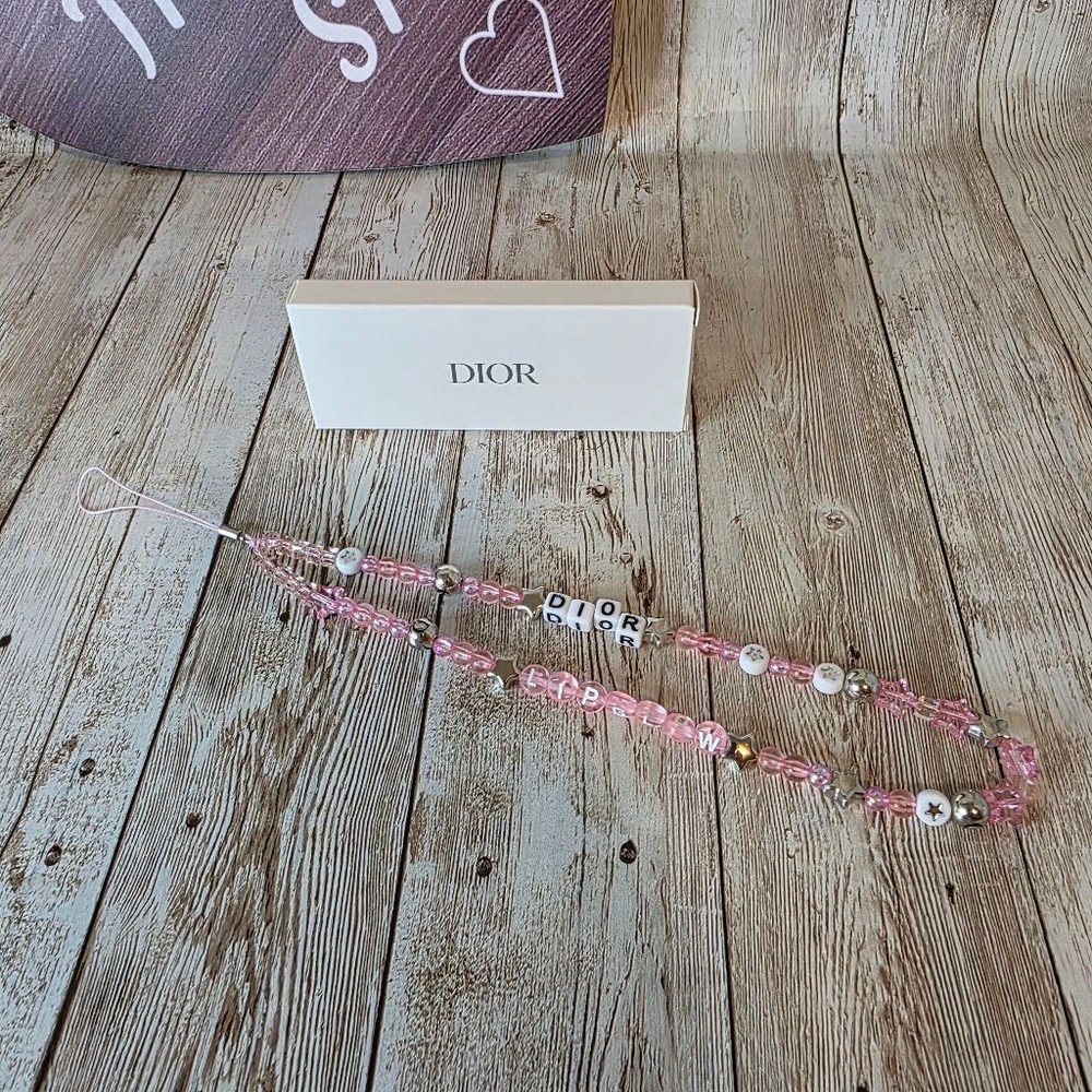 Dior Pink Beaded Phone Charm